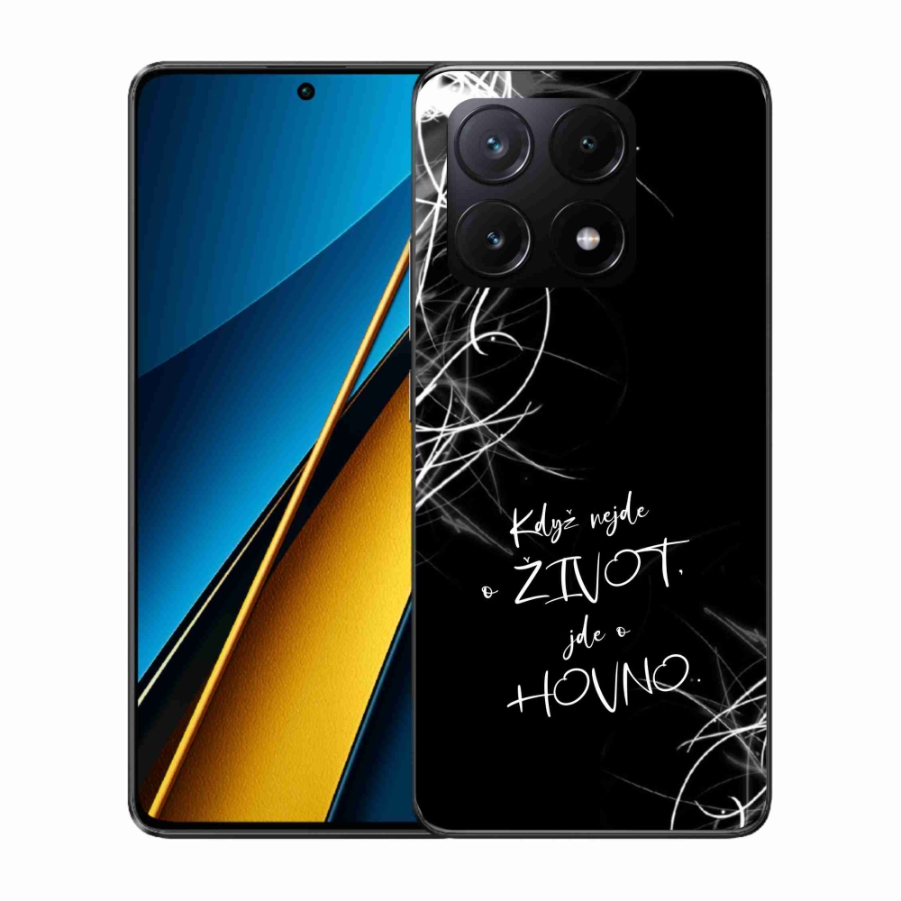 Gél borító mmCase a Xiaomi Poco X6 Pro 5G számára - vicces szöveg 16 fekete háttér