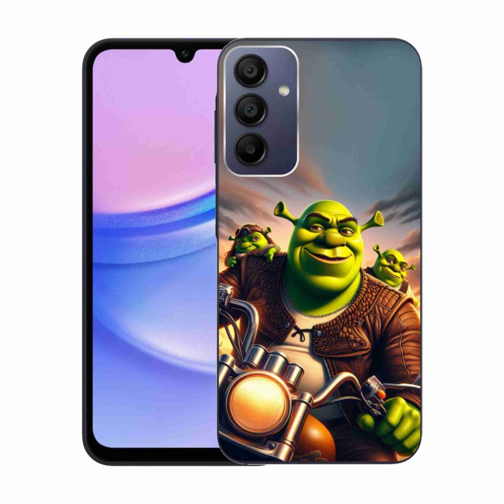 Zselés borítás mmCase Samsung Galaxy A15 4G/5G készülékhez - Shrek egy motorkerékpáron
