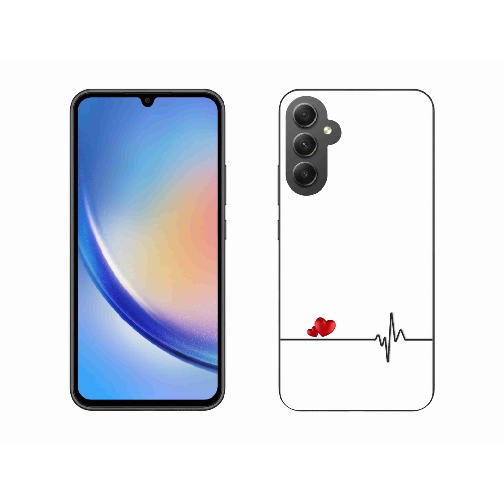 Gél borító mmCase Samsung Galaxy A34 5G - szív és szívverés fehér háttérrel