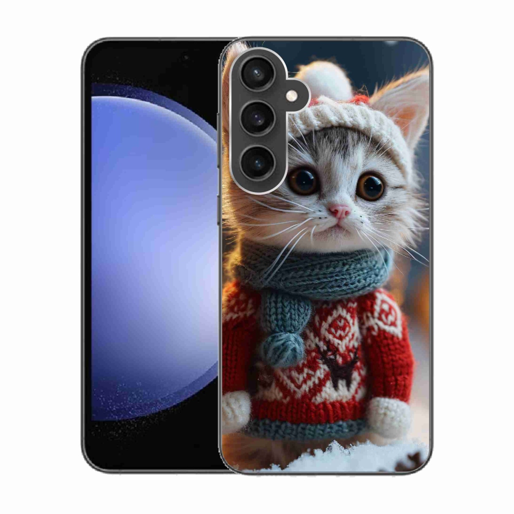 Gél borítás mmCase Samsung Galaxy S23 FE készülékhez - cica pulóverben