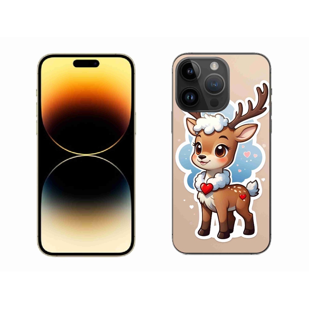 Zselés borítás mmCase iPhone 14 Pro Max készülékhez - rajzfilm rénszarvas