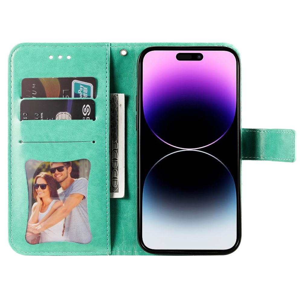 Mandala könyvtáska iPhone 15 Pro készülékhez - teal színű