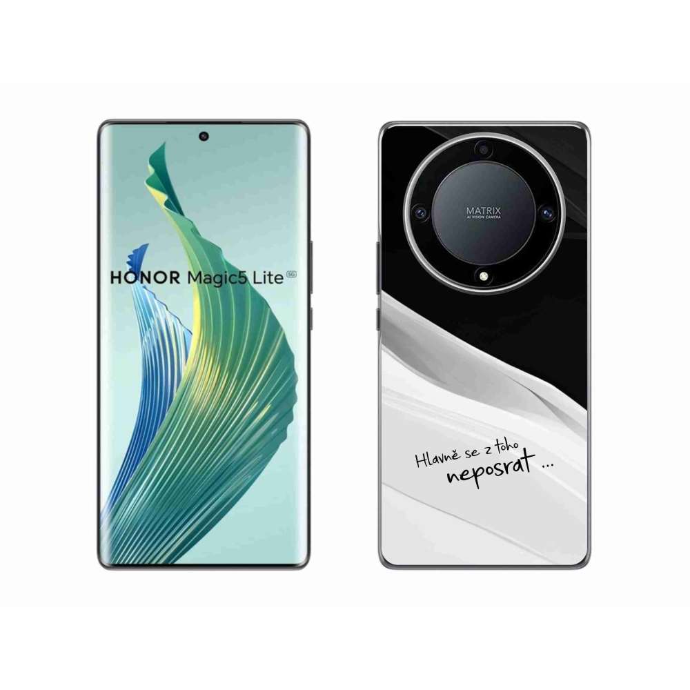 Gél borító mmCase a Honor Magic 5 Lite 5G számára - vicces szöveg 13 fehér és fekete háttérrel