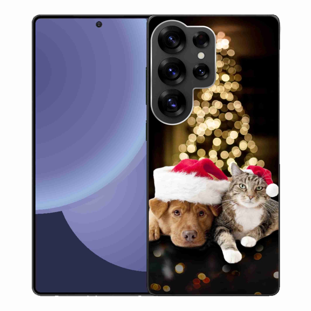 Gél borítás mmCase Samsung Galaxy S25 Ultra - Karácsonyi kutya és macska
