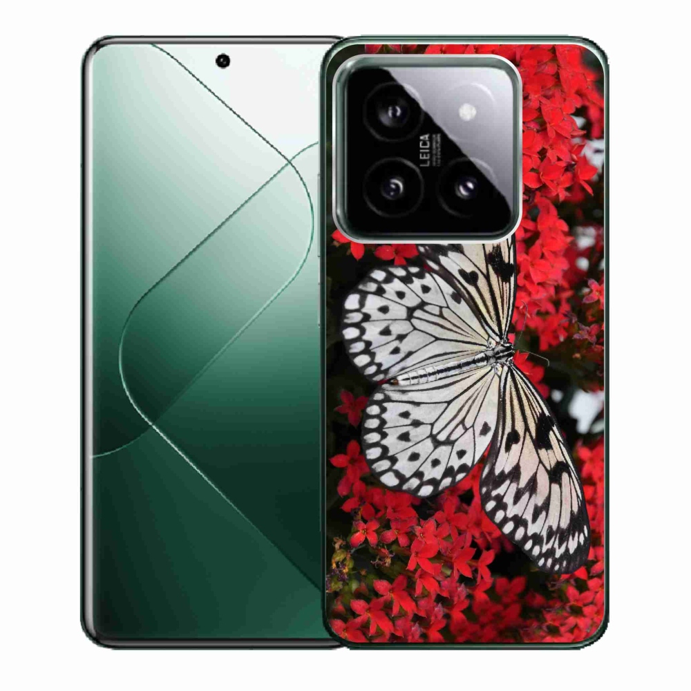 Gél borítás mmCase a Xiaomi 14-hez - fekete-fehér pillangó 1