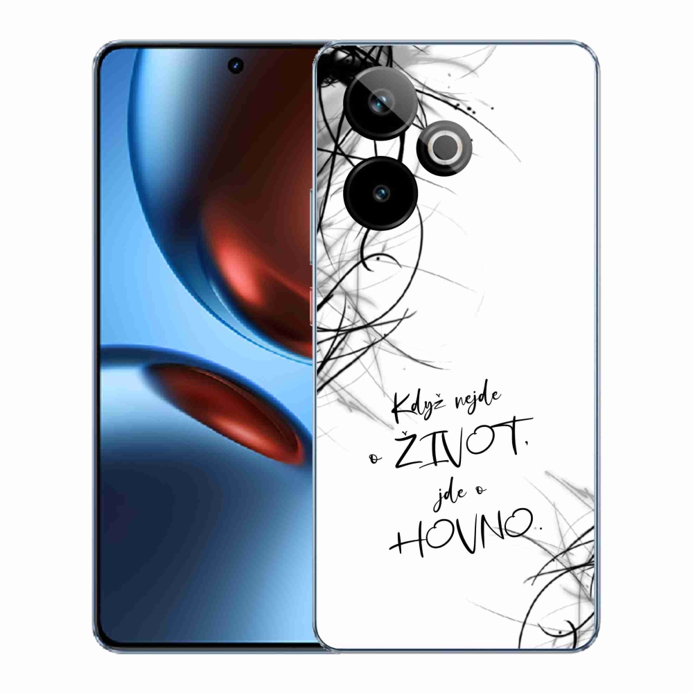 Rugalmas zselés tok mmCase képzeletbeli Realme GT 7 5G/GT 7T 5G - vicces szöveg 16 fehér háttérrel