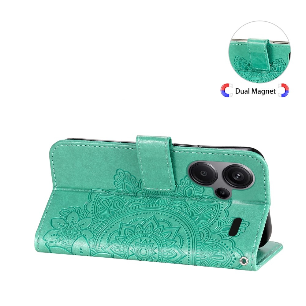 Mandala könyv tok a Xiaomi Redmi Note 13 Pro+ 5G számára - teal színű