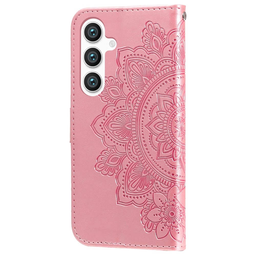 Virágos könyves tok Samsung Galaxy S25+ készülékhez - rózsaszín