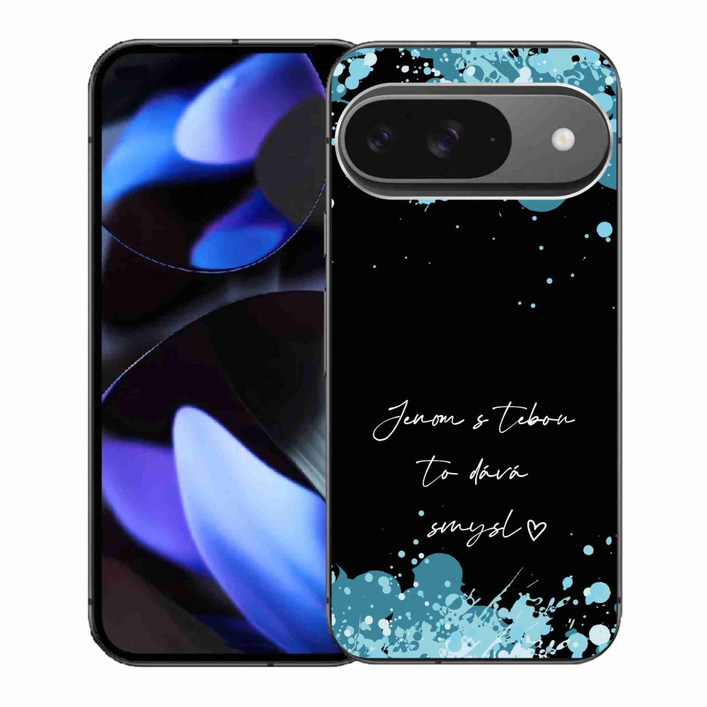 Gél borítás mmCase a Google Pixel 9/9 Pro számára - szerelmes szöveg fekete háttérrel