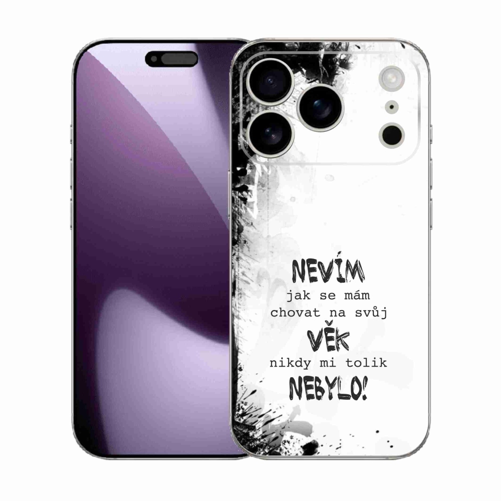 Gél borító mmCase iPhone 17 Pro készülékhez - vicces szöveg 14 fehér háttér