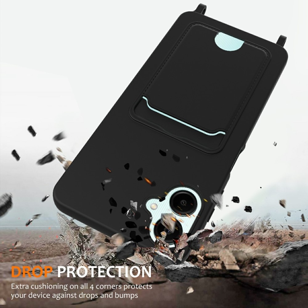 Zsinórral ellátott zselés tok Samsung Galaxy A06 4G kártyához - fekete