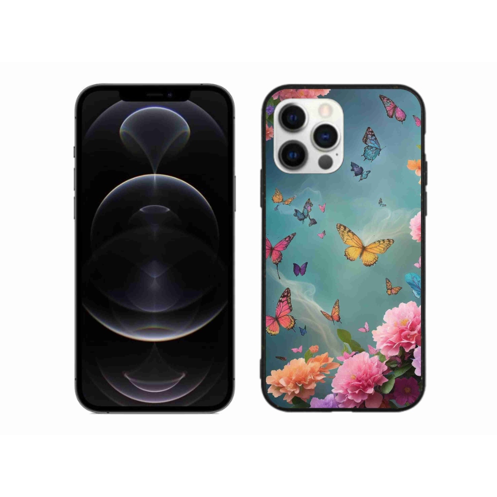 Gél borítás mmCase iPhone 12 Pro Max készülékhez - színes virágok és pillangók