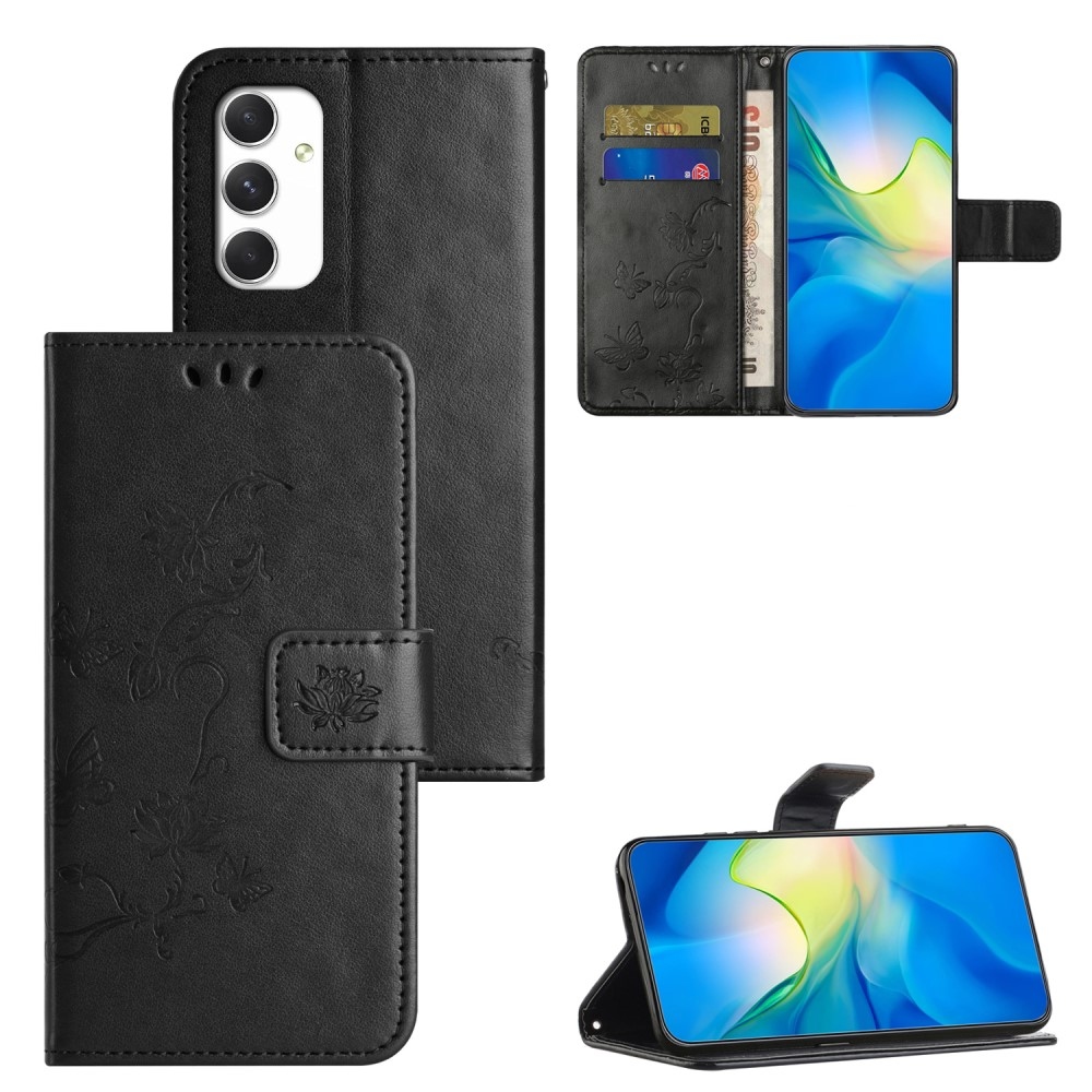 Virágos könyv tok Samsung Galaxy A16 4G/5G készülékhez - fekete