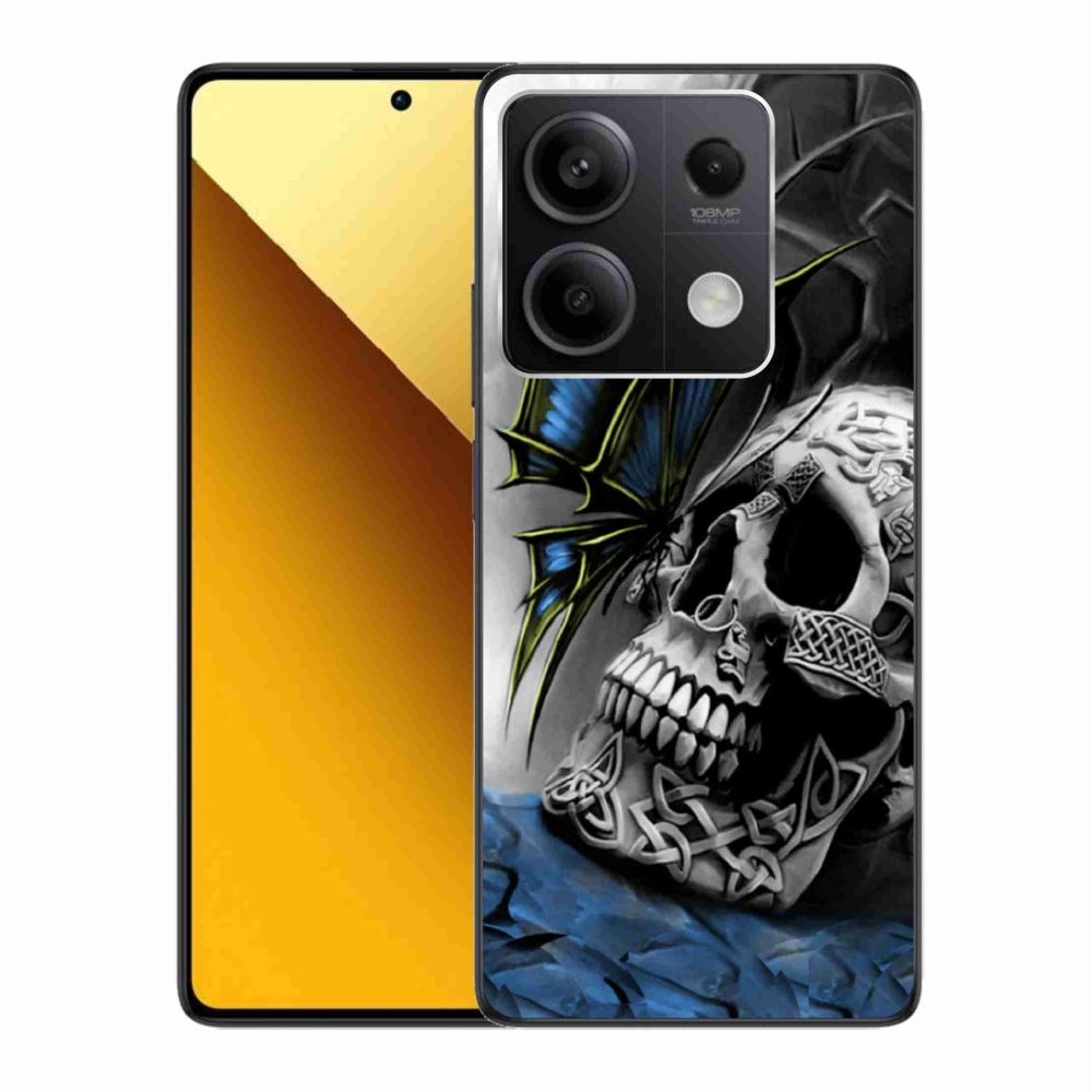 Gél borítás mmCase a Xiaomi Redmi Note 13 5G-hez - pillangó és koponya