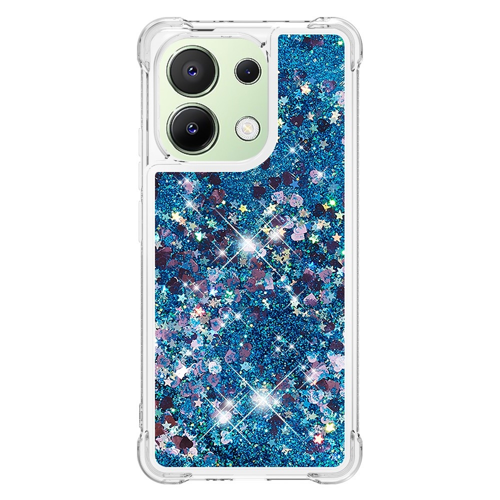 Glitter zselés homokóra tok Xiaomi Redmi Note 13-hoz - kék/szív