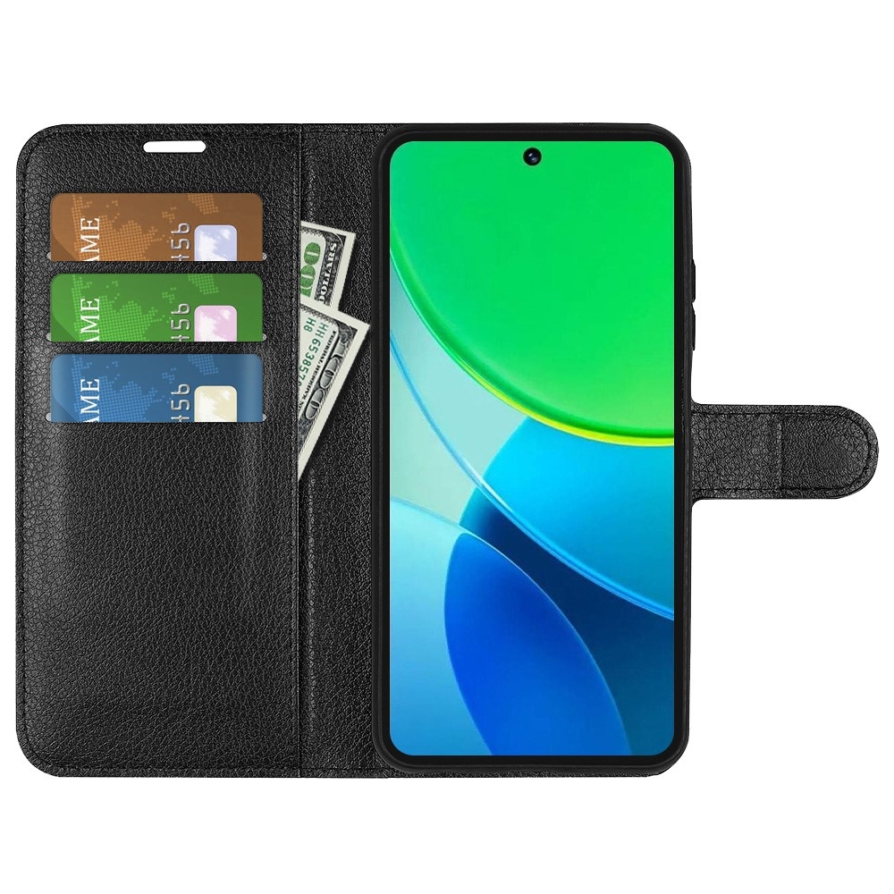 Litchi könyvtáska Vivo Y19s készülékhez - fekete