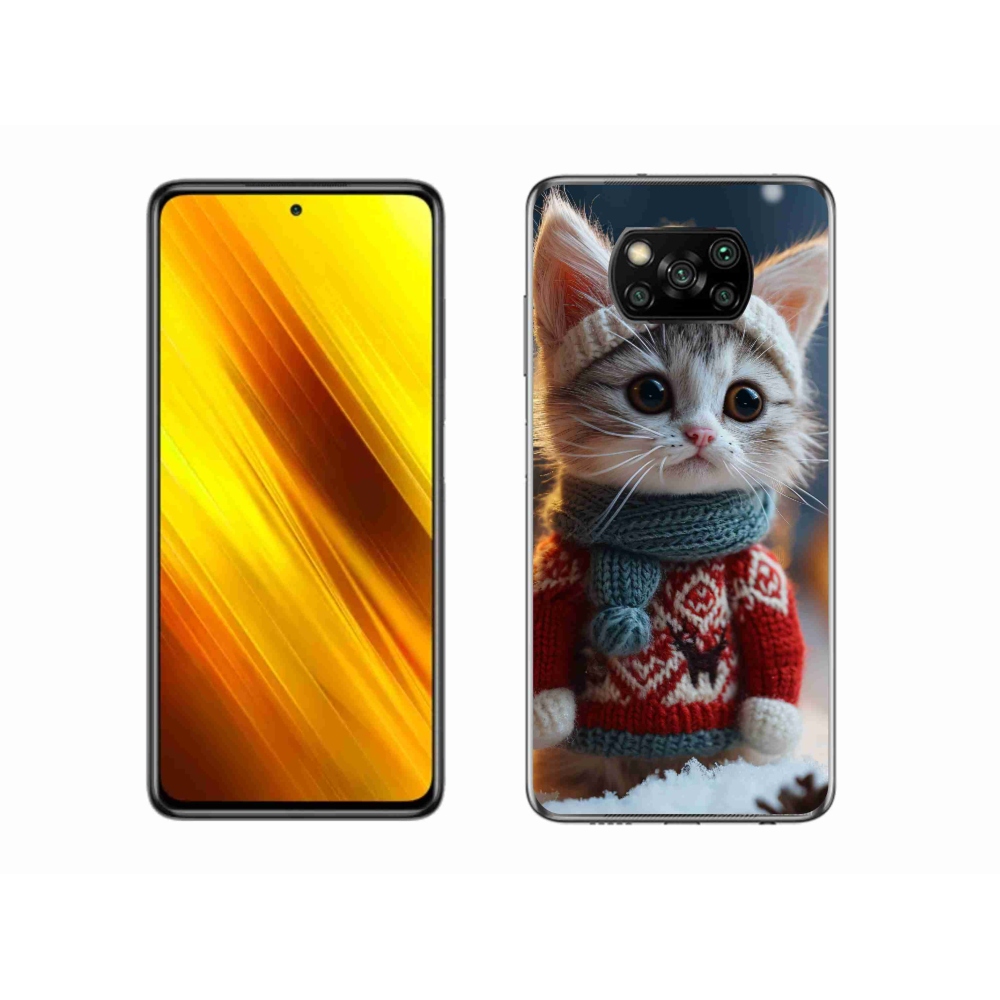 Gél borítás mmCase a Xiaomi Poco X3-hoz - cica pulóverben