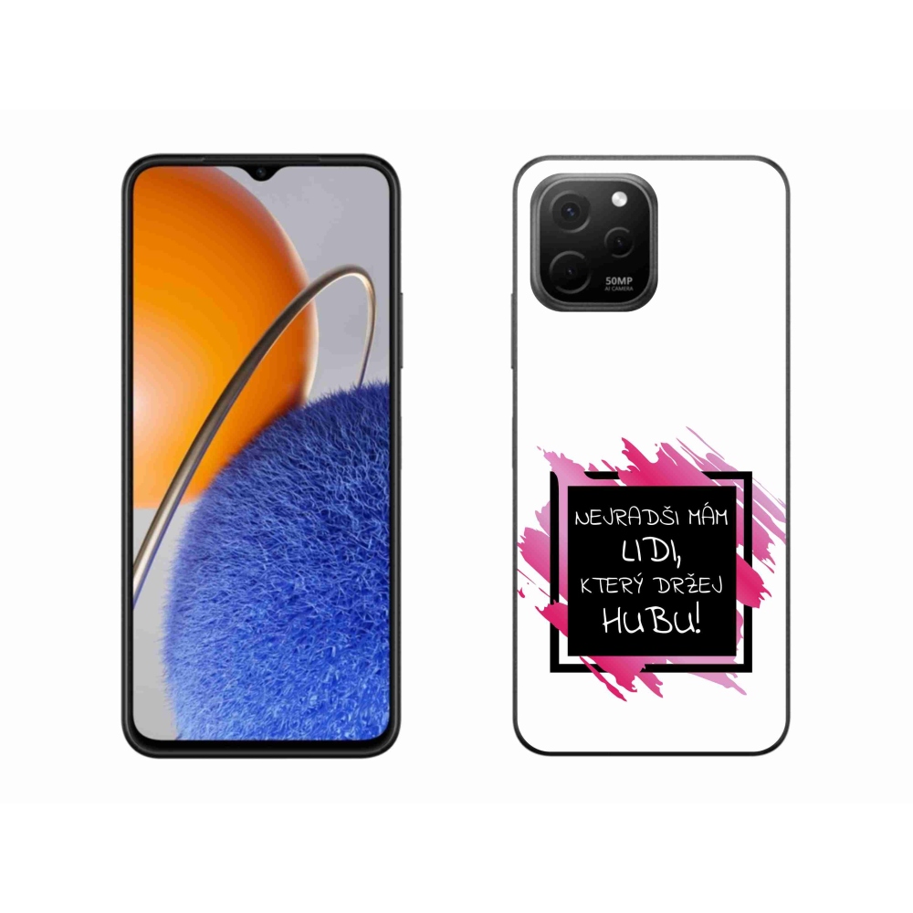 Gél borító mmCase a Huawei Nova Y61-hez - vicces szöveg 7 fekete és fehér háttérrel