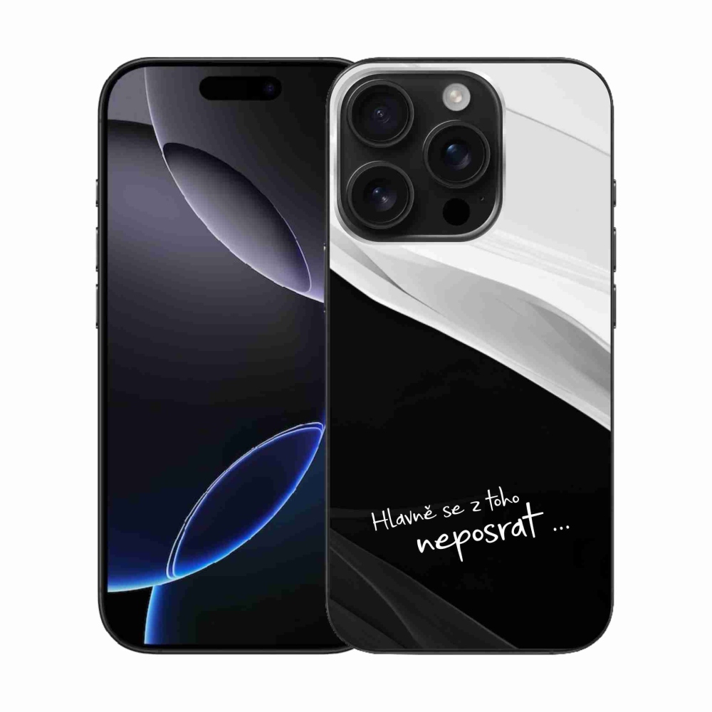 Gél borítás mmCase iPhone 16 Pro készülékhez - vicces szöveg 13 fekete-fehér háttérrel