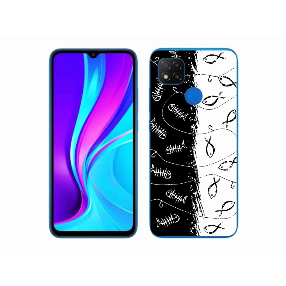 Gél borító mmCase a Xiaomi Redmi 9C-hez - csontvázak és halak