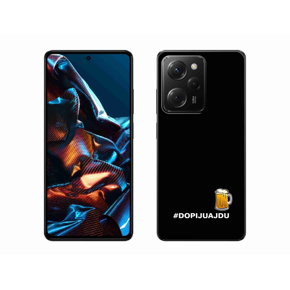 Gél borító mmCase a Xiaomi Poco X5 Pro 5G számára - sör motívum 1 fekete háttérrel