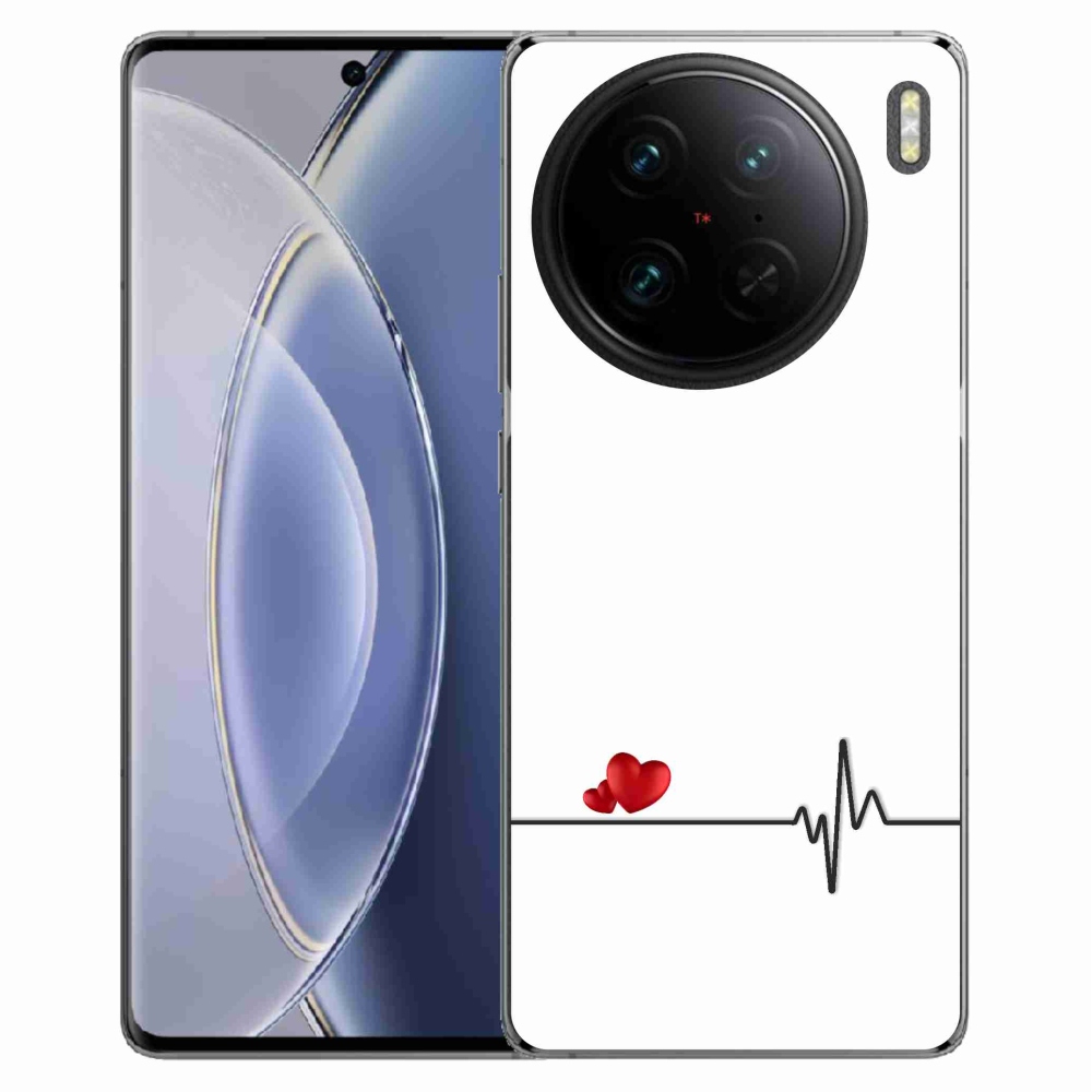 Gél borítás mmCase a Vivo X90 Pro készülékre - szív és szívverés fehér háttérrel