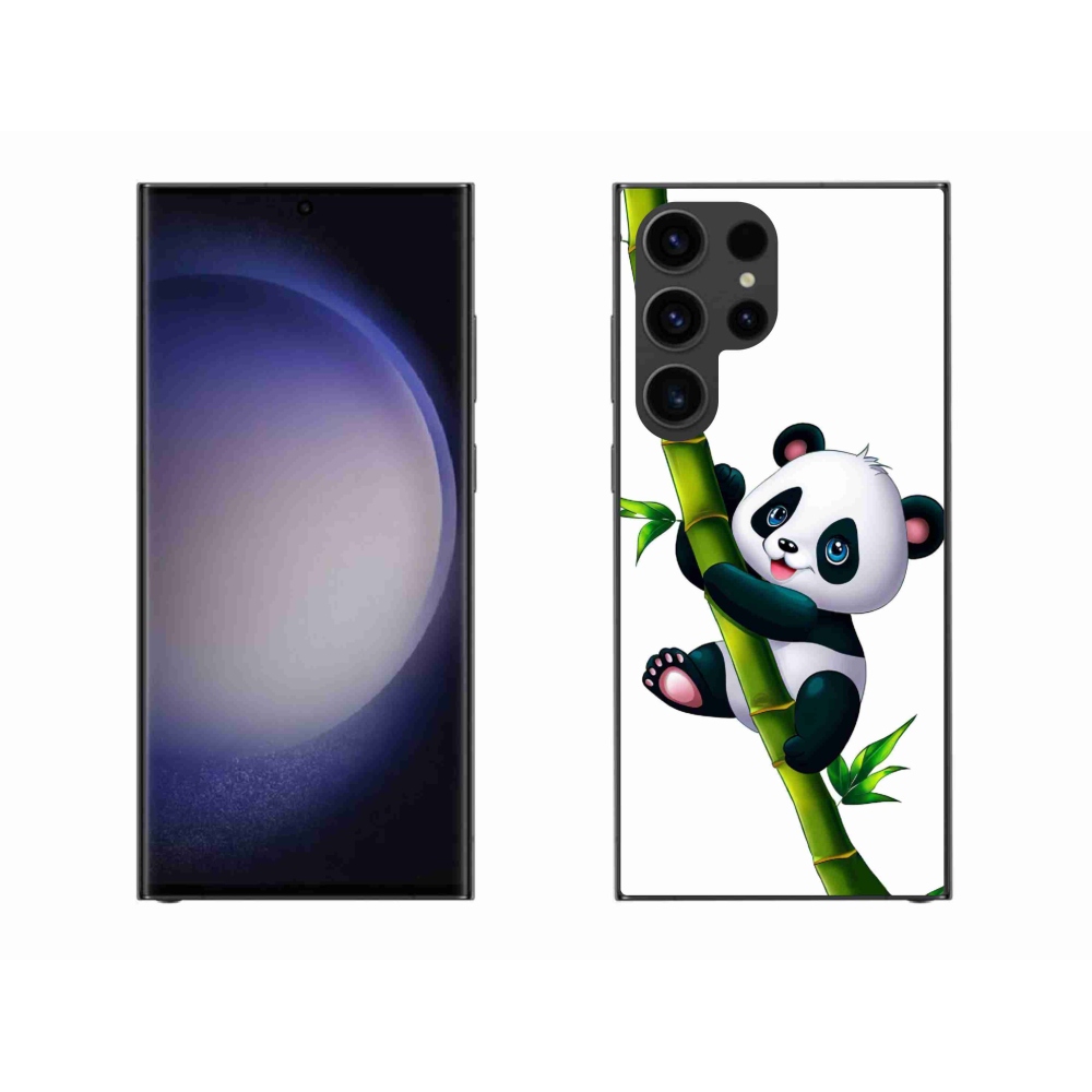 Gél borítás mmCase Samsung Galaxy S23 Ultra 5G - panda a bambuszon - Samsung Galaxy S23 Ultra 5G számára