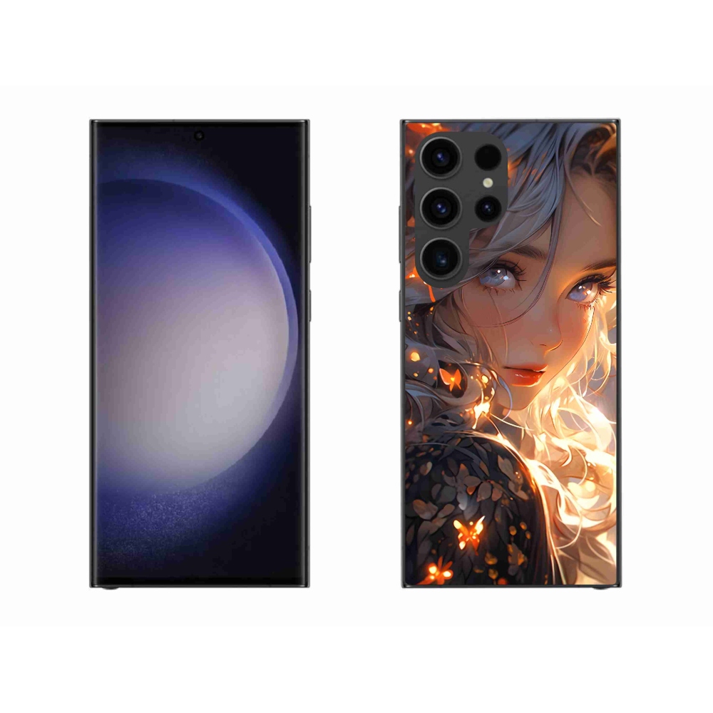 Gél borítás mmCase Samsung Galaxy S23 Ultra 5G - lány és pillangók