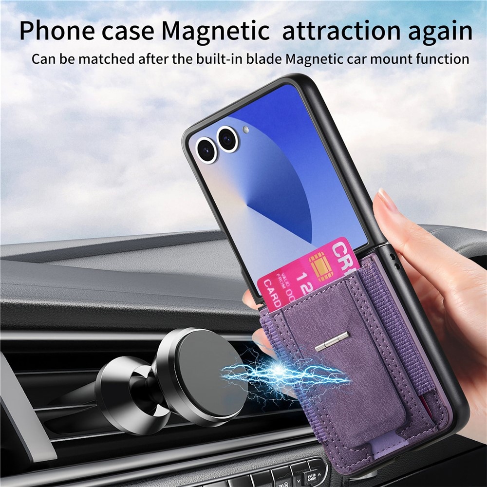 Fényűző műanyag borítás műbőrrel Samsung Galaxy Z Flip7 5G készülékre - lila