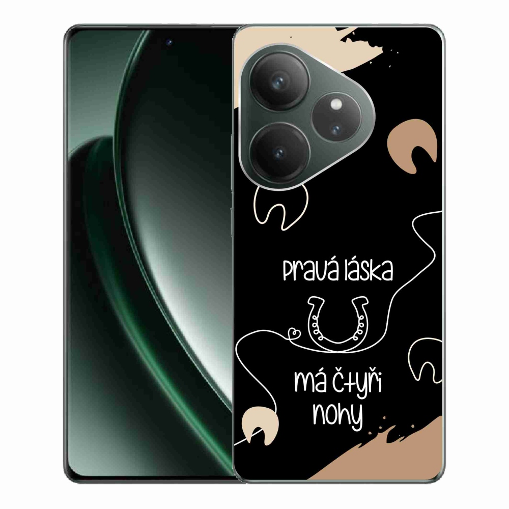 Gél borítás mmCase a Realme GT 6 5G/GT 6T 5G számára - ló motívum fekete háttérrel