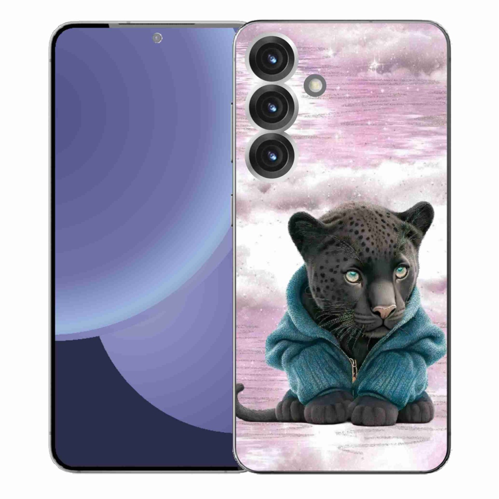 Zselés borítás mmCase Samsung Galaxy S25+ készülékhez - fekete párduc pulóverben