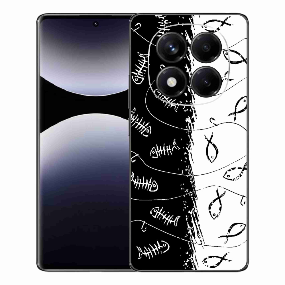 Gél borítás mmCase a Xiaomi Redmi Note 14 Pro számára - csontvázak és halak