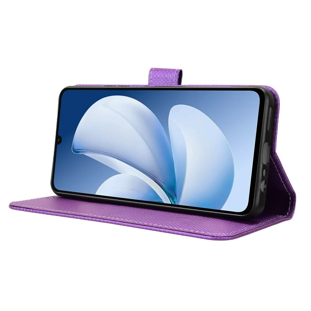 Gyémánt könyvtáska Realme Note 70T-hez - lila