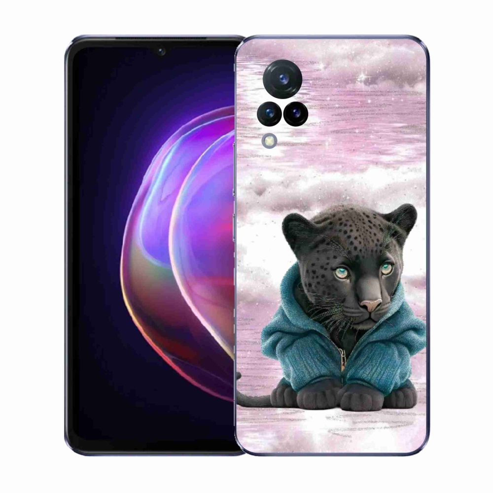 Gél borítás mmCase a Vivo V21 4G/5G készülékhez - fekete párduc pulóverben