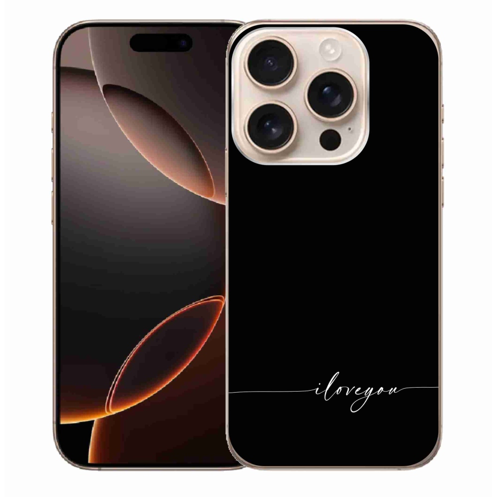 Gél borítás mmCase iPhone 16 Pro Max készülékhez - Szeretlek fekete háttérrel