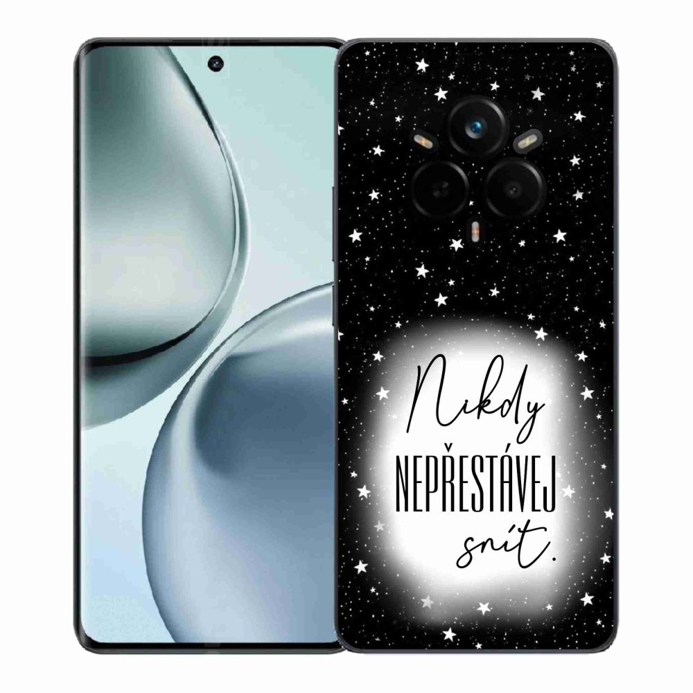 Gél borítás mmCase a Realme 14 Pro+ 5G készülékhez - Quote 1 fehér és fekete háttérrel