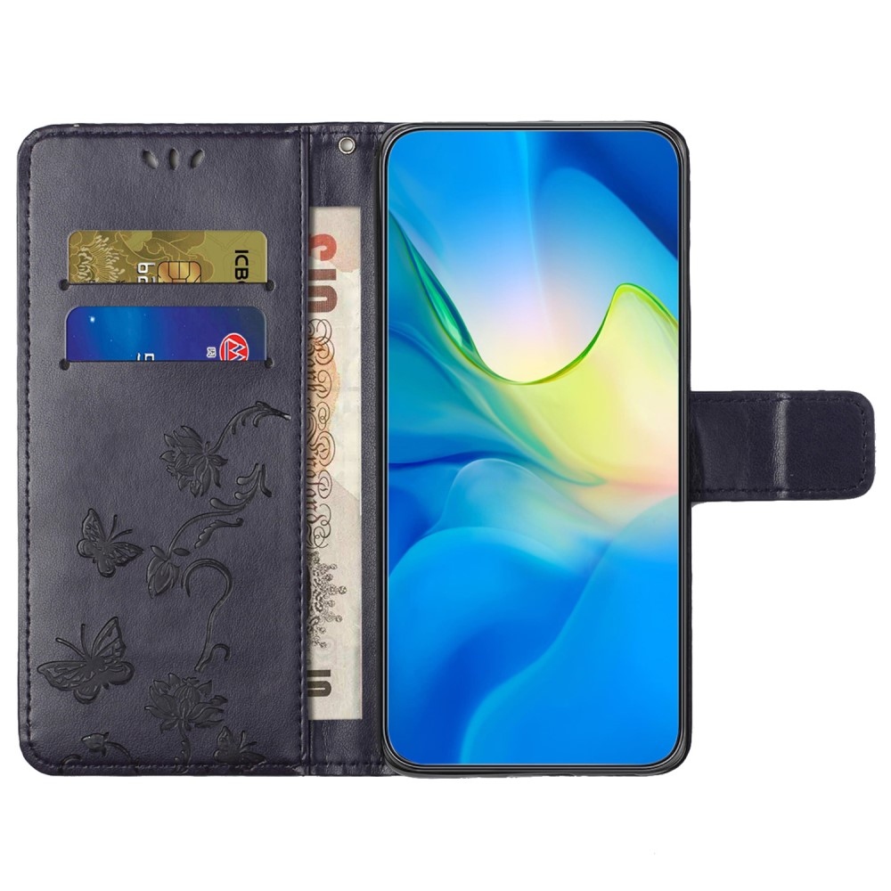 Virágos könyv tok Samsung Galaxy S24+/S25+ készülékhez - sötét lila