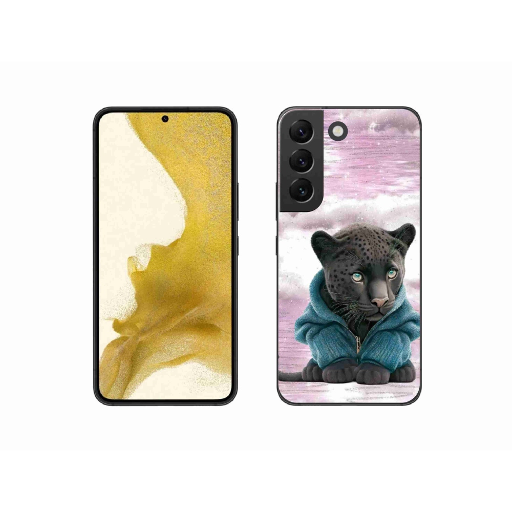 Zselés borítás mmCase Samsung Galaxy S22 5G - fekete párduc pulóverben