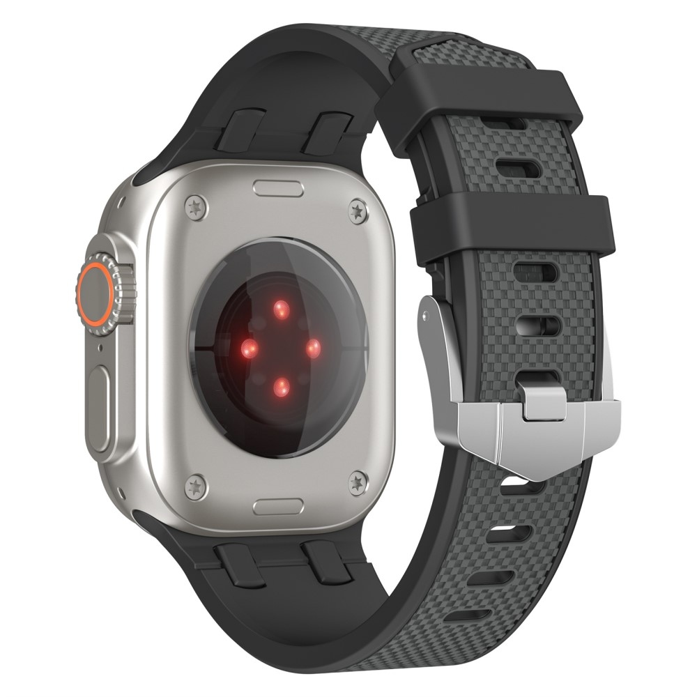 Sport szilikon szíj az Apple Watch Ultra/Ultra 2 49mm/SE/SE 2022/2023 44mm/9/8/7 45mm/6/5/4 44mm/3/2/1 42 mm-es órához - fekete/szürke