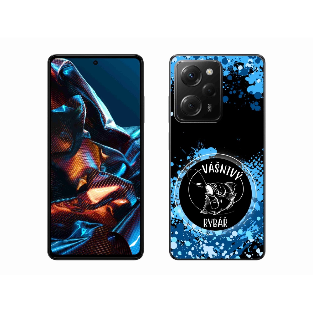 Gél borító mmCase a Xiaomi Poco X5 Pro 5G számára - szenvedélyes halász fekete háttérrel