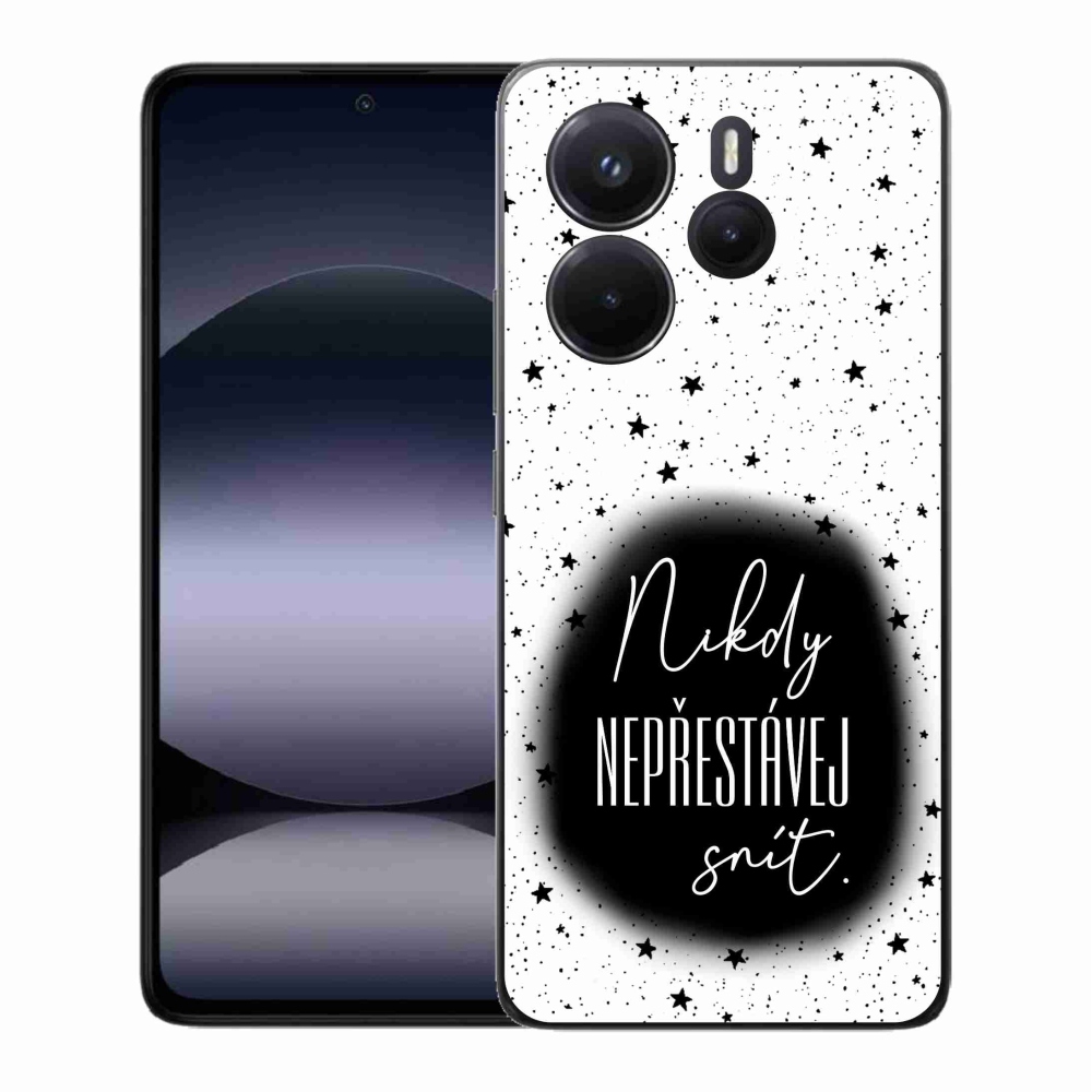 Gél borító mmCase a Xiaomi Redmi Note 14-hez - idézet 1 fekete és fehér háttérrel