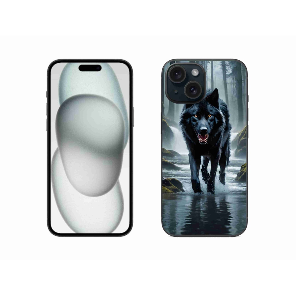 Zselés borítás mmCase iPhone 15 készülékhez - fekete farkas
