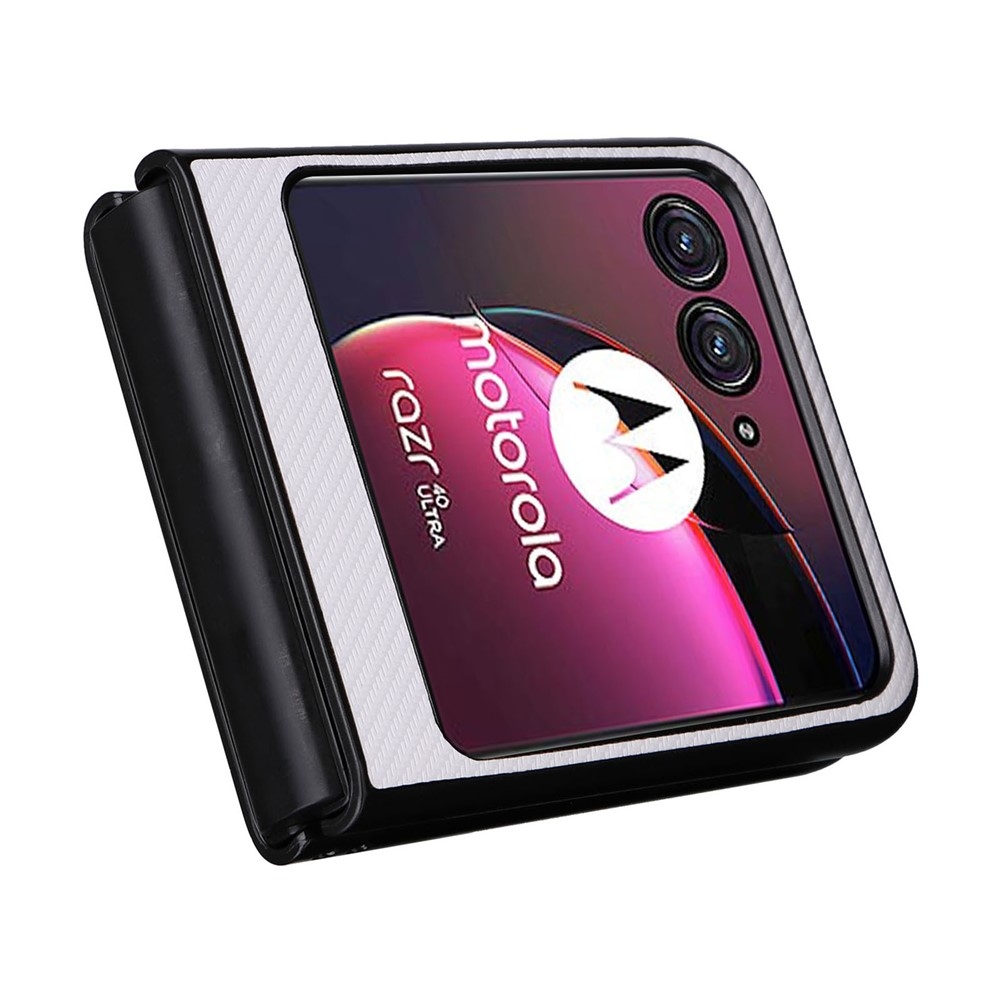 Textúrás műanyag borítás műbőrrel a Motorola Razr 40 Ultra 5G készülékre - fehér