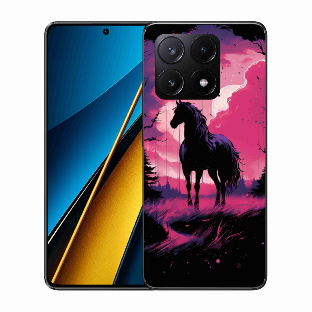 Gél borítás mmCase a Xiaomi Poco X6 Pro 5G számára - fekete rajzfilm ló 1