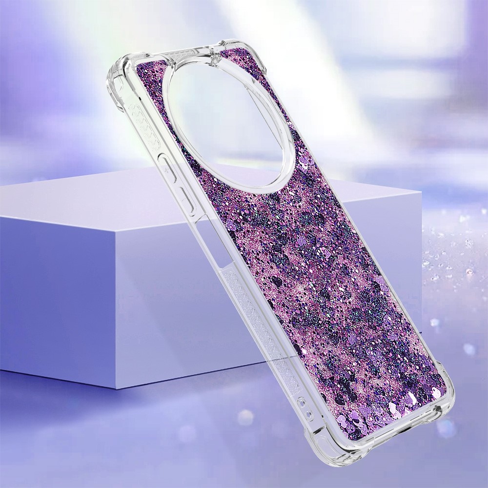 Glitter zselés homokóra tok Xiaomi Redmi A3-hoz - sötét lila/szív