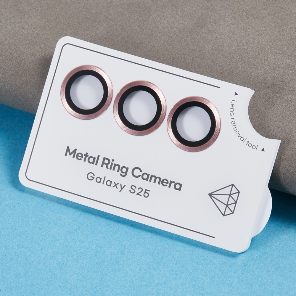 Fém kamera lencse üveg Samsung Galaxy S25 (3 különálló üveg) - rózsaszín
