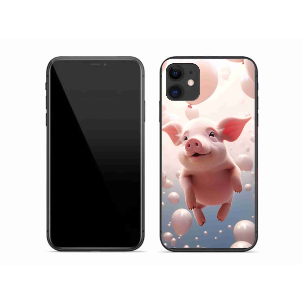Gél borítás mmCase iPhone 11 készülékhez - malacka lufikkal