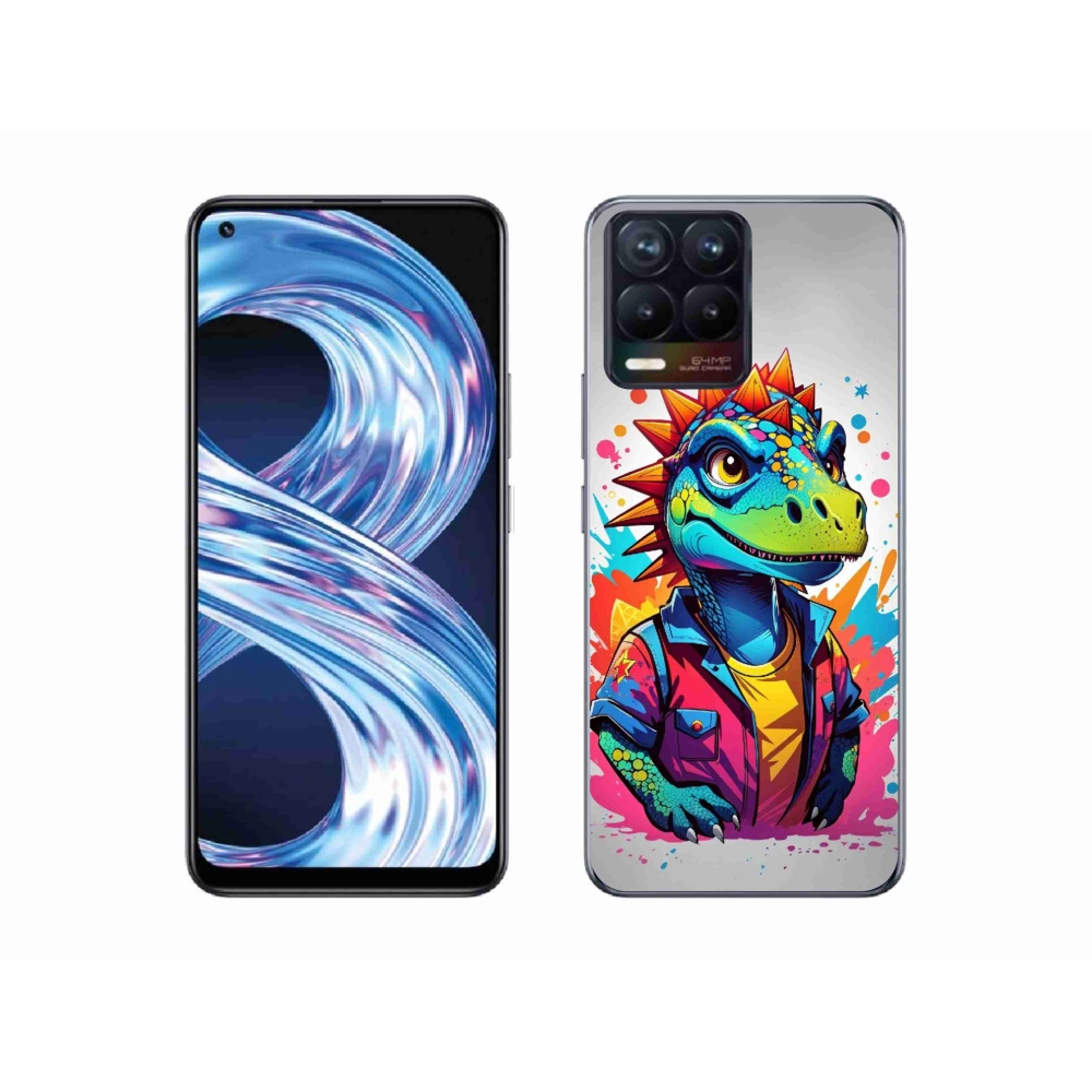 Gél borító mmCase a Realme 8 Pro-hoz - színes dinoszaurusz