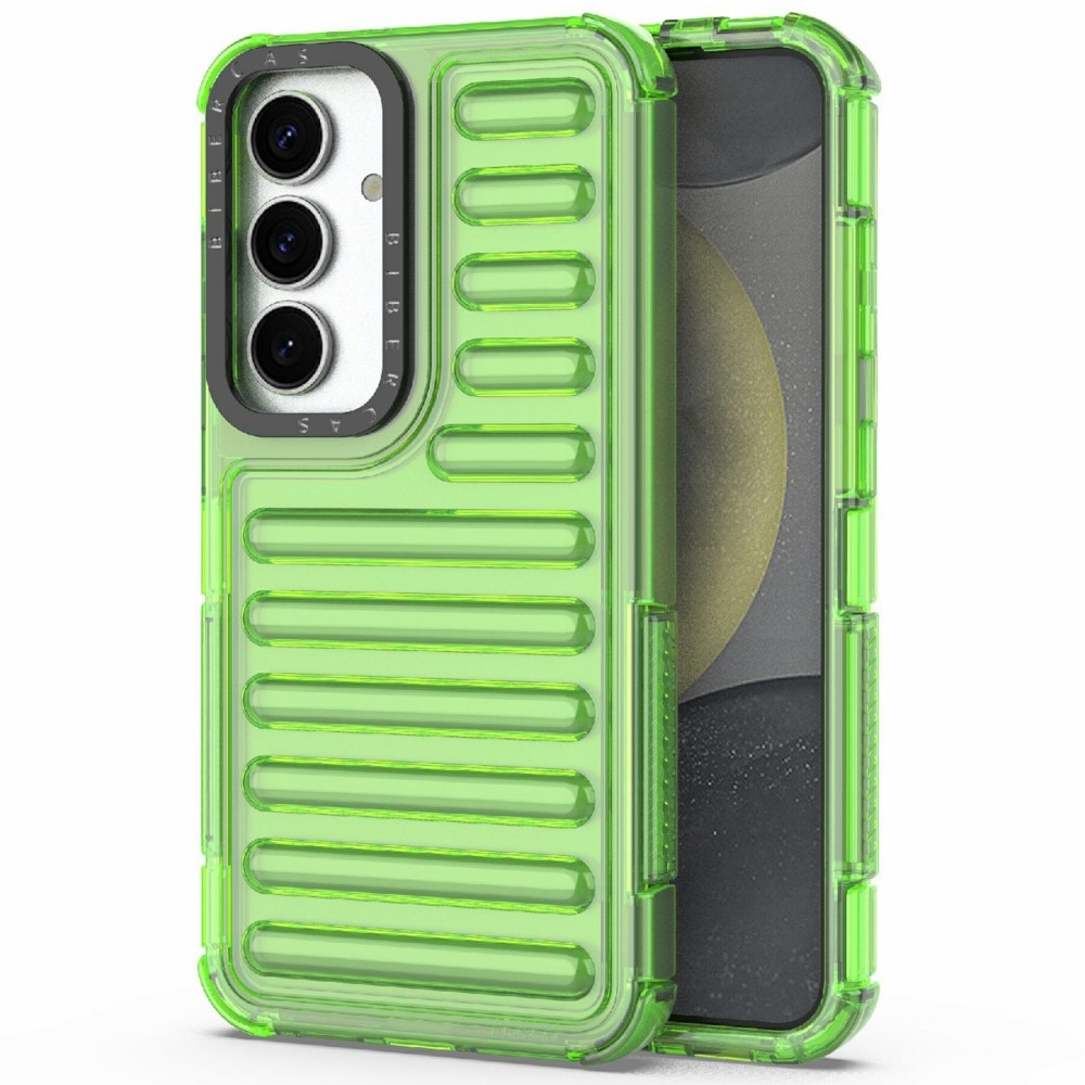 Csíkos tartós borító Samsung Galaxy S25 készülékhez - zöld