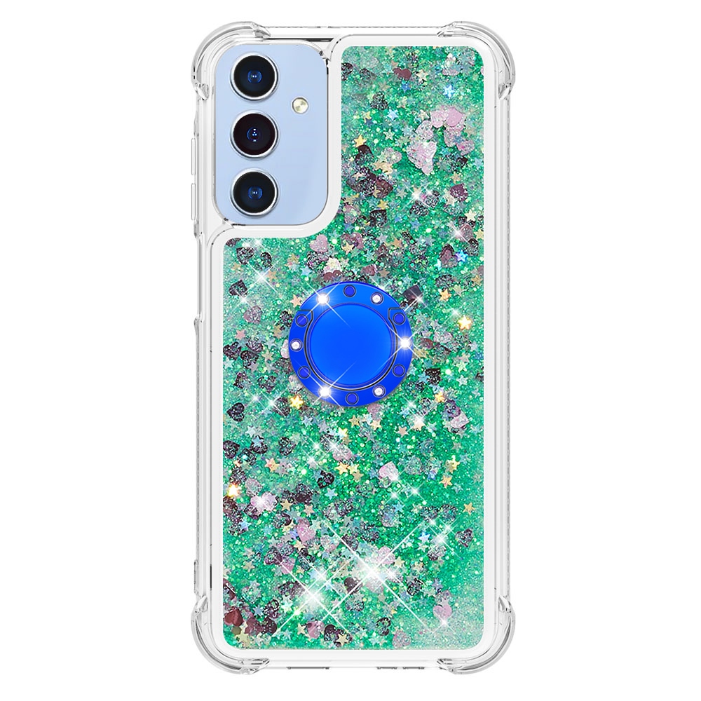 Glitt homokóra zselés tok ujjgyűrűvel Samsung Galaxy A17 4G/5G-hez - zöld/szív